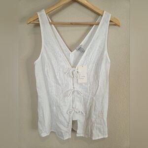 White Sleeveless Tie-Front Top